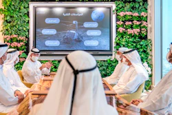 Emirati officials brief Sheikh Mohammed bin Rashid Al Maktoum about a possible moon mission, Sept. 29, 2020, Dubai.