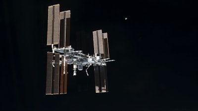 The International Space Station as seen from the space shuttle Atlantis, July 19, 2011.