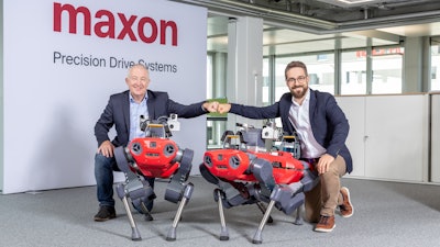 maxon Group CEO Eugen Elmiger, left, and ANYbotics CEO Peter Fankhauser.