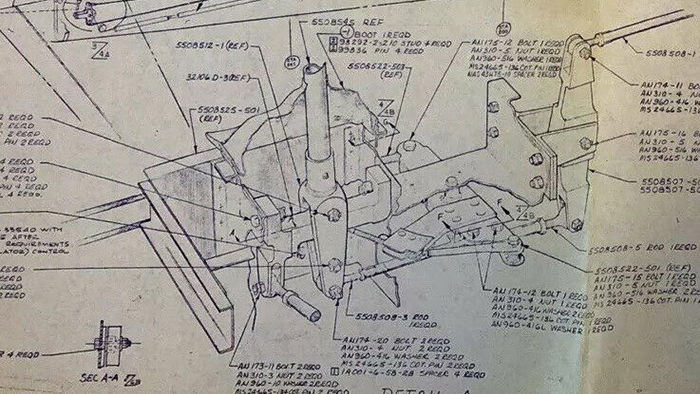 This image is a blueprint photo from a 1968 commercial aircraft.