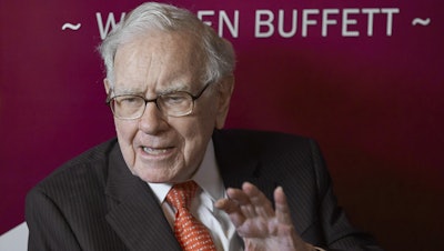 Berkshire Hathaway Chairman and CEO Warren Buffett speaks following the company's annual shareholders meeting in Omaha, Neb., May 5, 2019.