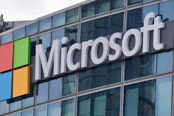 Microsoft logo in Issy-les-Moulineaux, France, April 12, 2016.