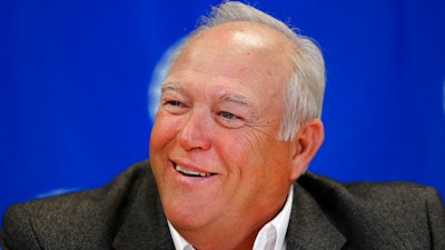 Then-United Auto Workers president Dennis Williams speaks during a roundtable with reporters in Detroit. Williams.