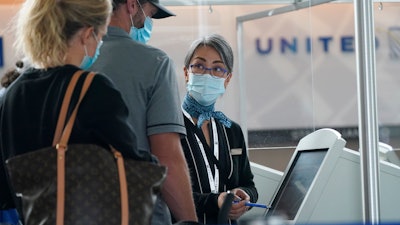 United Airlines kiosk, Denver International Airport, Oct. 1, 2020.