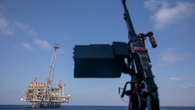The Leviathan gas field as seen from the Israeli Navy Ship Lahav, Sept. 29, 2020.