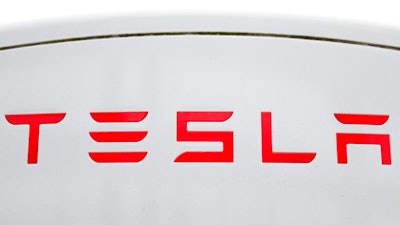 Tesla charging station for automobiles in Port Huron, Mich.