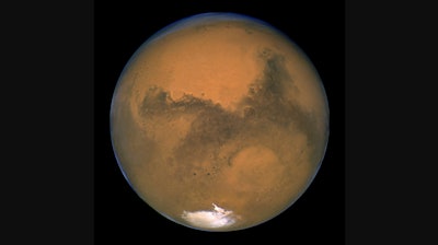 Mars photographed by the Hubble Space Telescope, Aug. 26, 2003.