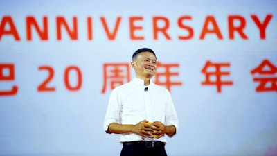 Alibaba Group founder Jack Ma speaks at the company's 20th anniversary celebration in Hangzhou, Sept. 10, 2019.