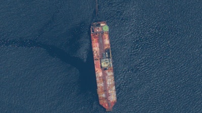 Satellite image of the FSO Nabarima off the coast of Trinidad and Tobago, Aug. 9, 2020.