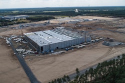 This August, 2020 photo shows Tesla's Germany plant under construction.