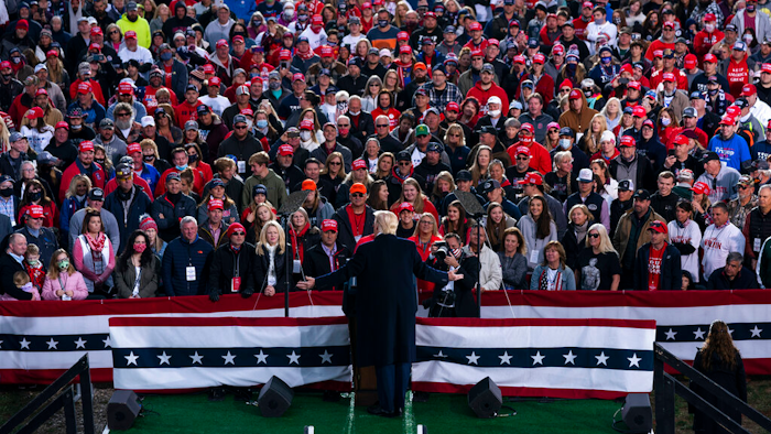 President Donald Trump during a campaign rally in Circleville, Ohio, Oct. 24, 2020.