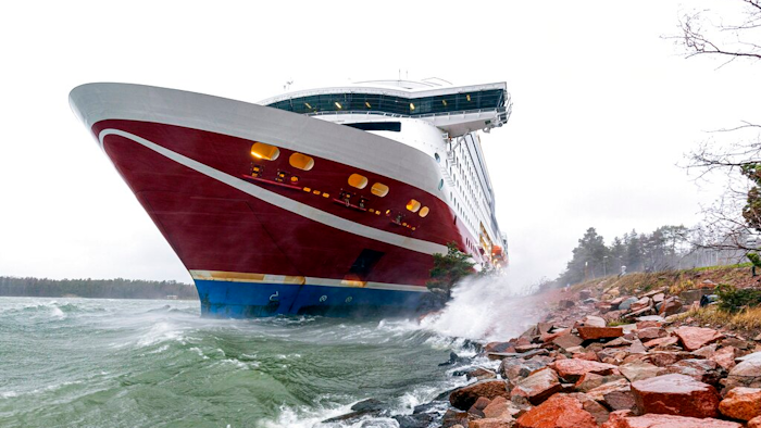 The Viking Grace run aground south of Mariehamn, Finland, Nov. 21, 2020.
