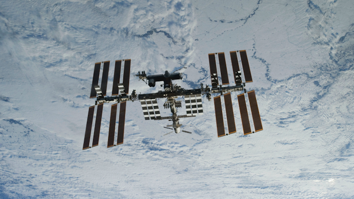 The International Space Station seen from Space Shuttle Discovery, March 7, 2011.