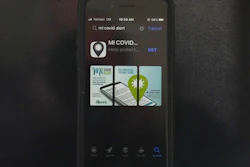 The MI COVID Alert app on an iPhone in Chicago, Oct. 15, 2020.