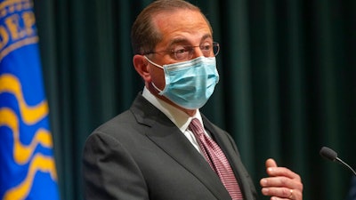 U.S. Department of Health and Human Service Secretary Alex Azar at the Centers for Disease Control and Prevention in Atlanta, Oct. 21, 2020.