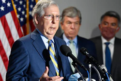 Senate Majority Leader Mitch McConnell, R-Ky., speaks to reporters following the weekly Republican policy luncheon on Capitol Hill, June 9, 2020.