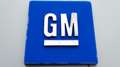 General Motors logo in Hamtramck, Mich., Jan. 27, 2020.