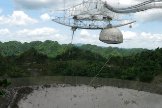 Single-dish radio telescope at the Arecibo Observatory in Arecibo, Puerto Rico, July 13, 2016.