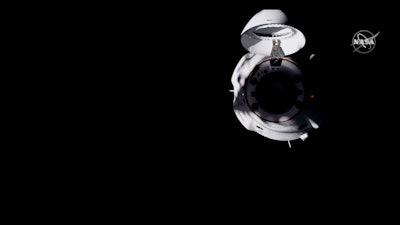 SpaceX Dragon capsule approaches the International Space Station, Nov. 16, 2020.