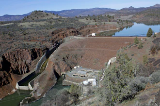 The Iron Gate Dam, powerhouse and spillway on the lower Klamath River near Hornbrook, Calif., March 3, 2020.