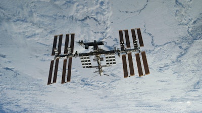 The International Space Station seen from Space Shuttle Discovery, March 7, 2011.