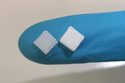 Inside the 3D printed material (right) a lattice structure (left) contains the added liquids.