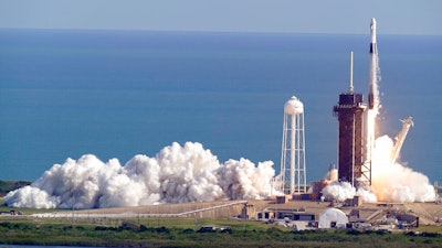 A SpaceX Falcon 9 rocket on a resupply mission to the International Space Station lifts off from pad 39A at the Kennedy Space Center, Cape Canaveral, Fla., Dec. 6, 2020.