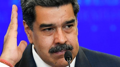 Venezuelan President Nicolas Maduro during a press conference at Miraflores Presidential Palace in Caracas, Dec. 8, 2020.