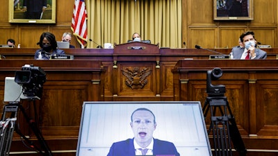 Facebook CEO Mark Zuckerberg speaks via video conference during a House Judiciary subcommittee hearing on Capitol Hill, July 29, 2020.
