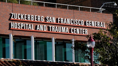 Zuckerberg San Francisco General Hospital and Trauma Center sign, San Francisco, Dec. 14, 2020.