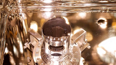 Soil samples inside a container of the re-entry capsule from Hayabusa2, Sagamihara, Japan, Dec. 15, 2020.