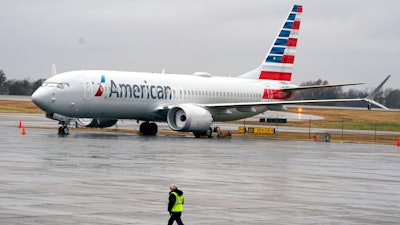 An American Airlines Boeing 737 Max parked at a maintenance facility in Tulsa, Okla., Dec. 2, 2020.