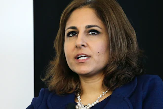 Neera Tanden, president of Center for American Progress, speaks during an introduction for New Start New Jersey at NJIT in Newark, Nov. 10, 2014.