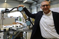 Jürgen von Hollen, president of Universal Robots, delivered the company's 50,000th cobot.