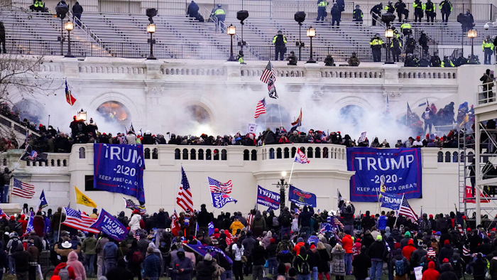 Violent protesters loyal to President Donald Trump storm the Capitol, Jan. 6, 2021, Washington.