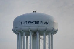 The Flint Water Plant tower is shown in Flint, Mich., Wednesday, Jan. 13, 2021. Some Flint residents impacted by months of lead-tainted water are looking past expected charges against former Gov. Rick Snyder and others in his administration to healing physical and emotional damages left by the crisis.