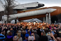 Then-presidential candidate Sen. Marco Rubio in front of the Space Shuttle Pathfinder exhibit, U.S. Space & Rocket Center, Huntsville, Ala., Feb. 27, 2016.