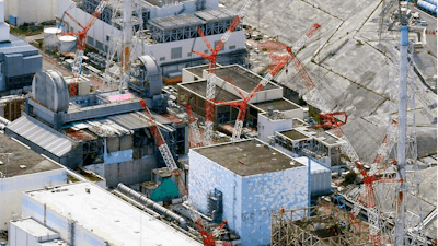 Aerial photo of Fukushima Dai-ichi nuclear power plant's reactors, Okuma, Japan, Sept. 4, 2017.
