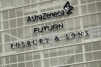 AstraZeneca office building in Brussels, Jan. 29, 2021.