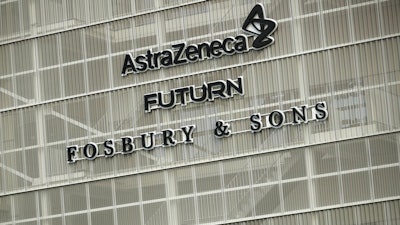 AstraZeneca office building in Brussels, Jan. 29, 2021.