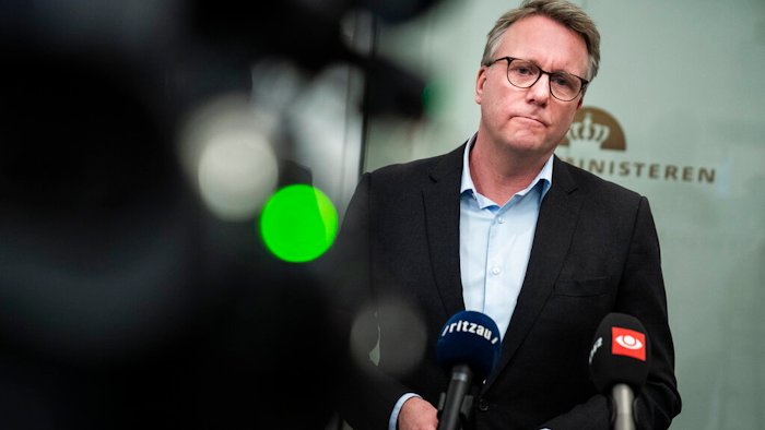 Denmark's Acting Minister of Finance Morten Boedskov during a press conference at the Ministry of Finance in Copenhagen, Feb. 3, 2021.