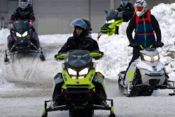 Snowmobile in Rangeley, Maine, Jan. 23, 2021.