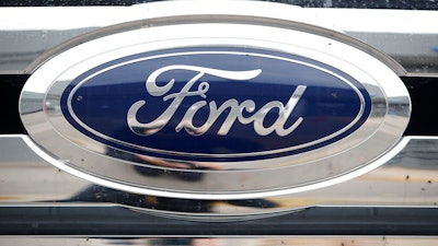 Ford logo at a dealership in Littleton, Colo., Oct. 20, 2019.