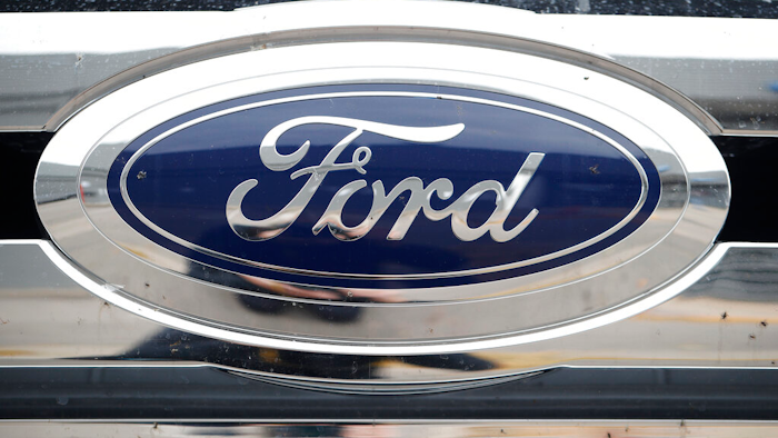 Ford logo at a dealership in Littleton, Colo., Oct. 20, 2019.