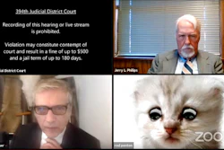 Image from video of a hearing from the 394th Judicial District Court of Texas.