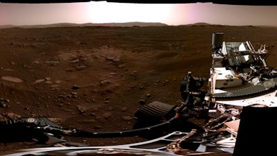 Composite image of the surface of Mars as captured by the Perseverance Mars rover.