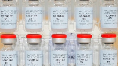 Vials of the Janssen COVID-19 vaccine, Dec. 2, 2020.