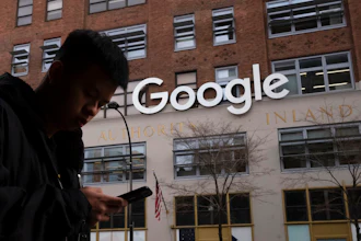 A man walks past Google's offices in New York, Dec. 17, 2018.