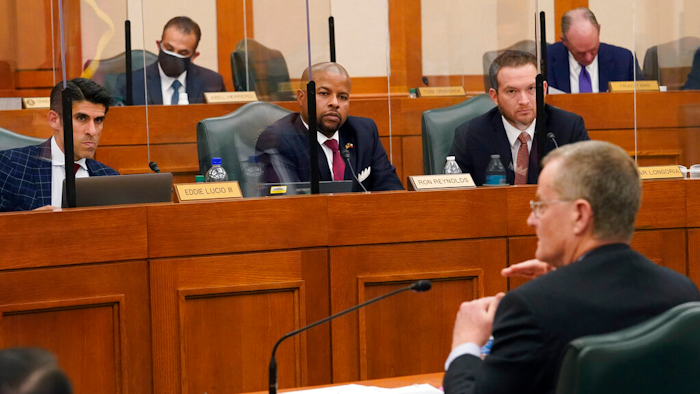 Bill Magness, president and CEO of the Electric Reliability Council of Texas, testifies at a joint hearing in Austin, Feb. 25, 2021.
