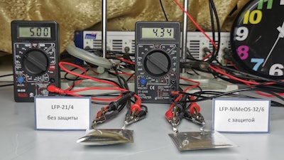 The gases built up and caused the non-protected battery (on the left) to swell up. It may lead to an explosion. The protected battery (on the right) remains flat as the protective layer blocked the process.